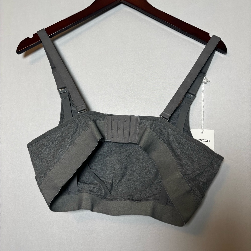 Momcozy Womens Nursing Pumping Bra Large Gray Adjustable Strap Back Stretch NEW - Picture 6 of 7